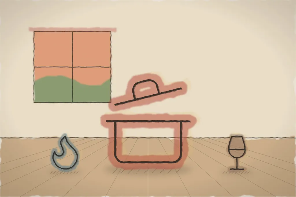 Cina tradițională în sufrageria cu șemineu (ilustrație)