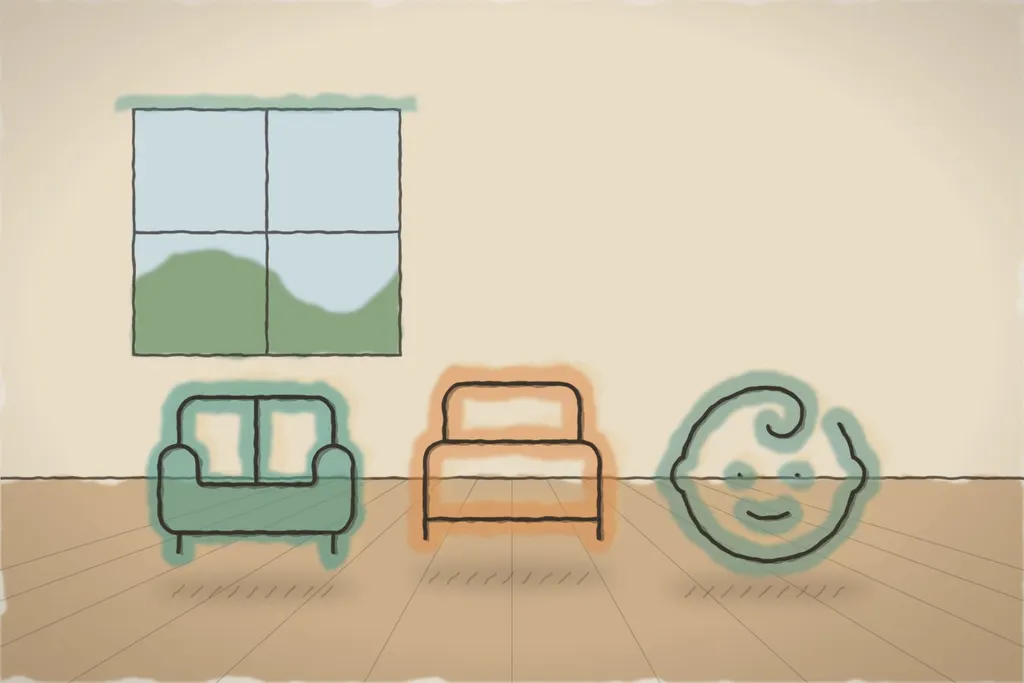 Apartamentul de familie, cu living și dormitor pentru copii (ilustrație)
